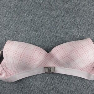 Victoria's Secret T-Shirt Bra Womens 36DD Pink Plaid Lightly Lined Wireless